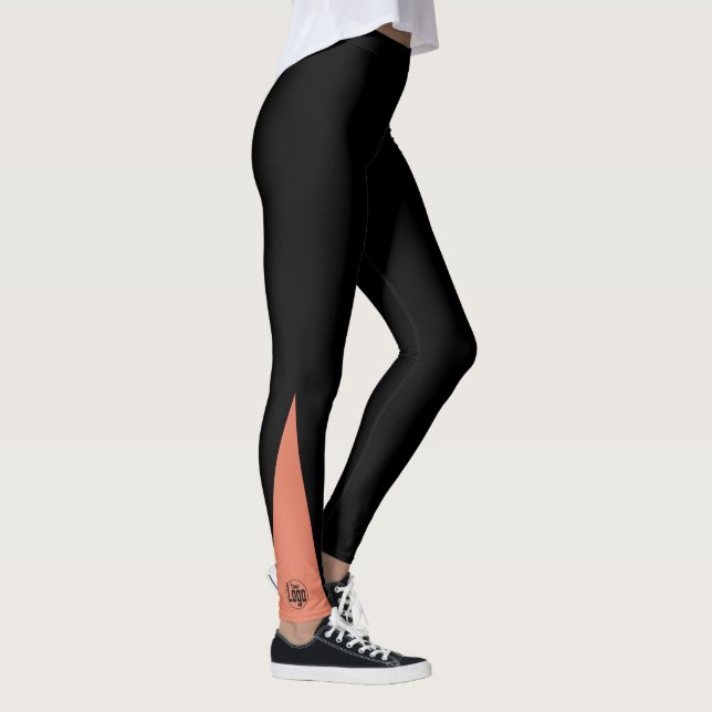Custom Small Business Logo Orange & Black Leggings (Rechts)