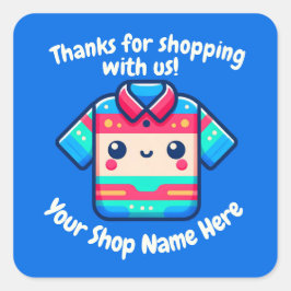 Custom Small Business Name Kawaii Shirt Seller Quadratischer Aufkleber