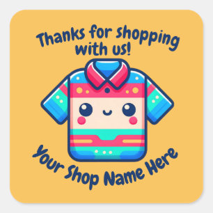 Custom Small Business Name Kawaii Shirt Seller Quadratischer Aufkleber
