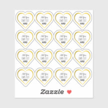 Custom Small Clear Gold Heart Stickers