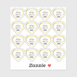 Custom Small Clear Gold Heart Stickers Aufkleber