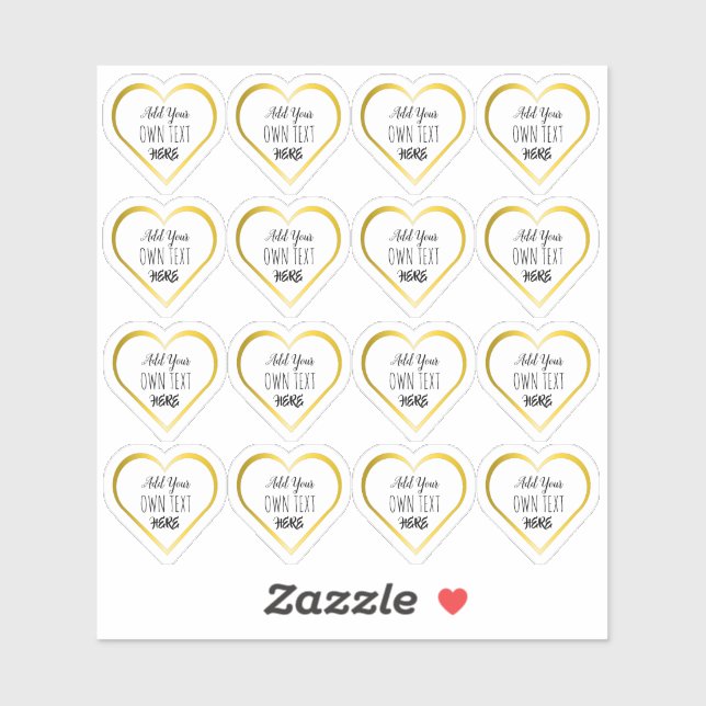 Custom Small Clear Gold Heart Stickers Aufkleber (Blatt)
