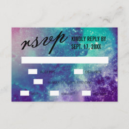 Custom Smokey Galaxy Wedding RSVP Cards Karte
