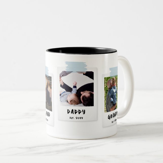 Custom Snapshot Style Father's Day Opa Geschenk Zweifarbige Tasse (VorderseiteRechts)