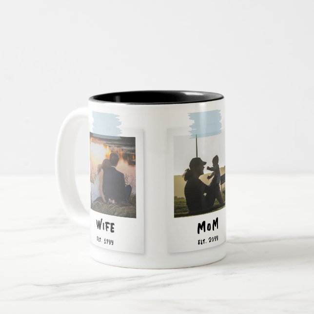 Custom Snapshot Style Mother's Day Oma Geschenk Zweifarbige Tasse (Vorderseite Links)