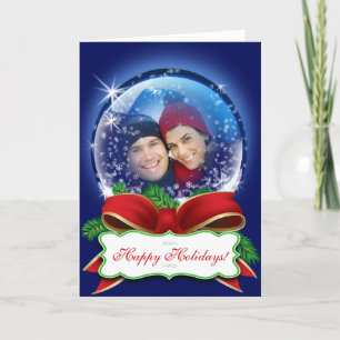 Custom Snow Globe Christmas Photo Template Holiday Feiertagskarte