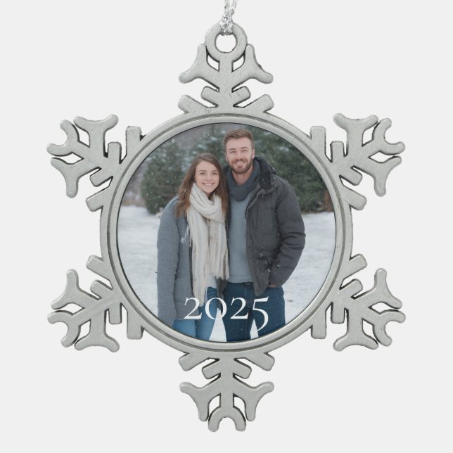 Custom Snowflake Photo Ornament 2025 Personalized (Vorderseite)