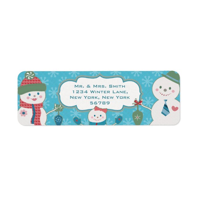 Custom Snowflakes & Snowmen Family Address Labels (Vorne)