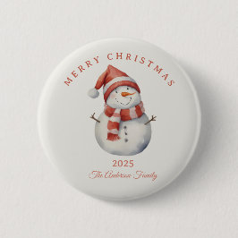 Custom Snowman Aquarell Weihnachtsgeschenk Button