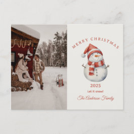 Custom Snowman Aquarell Weihnachtsgeschenk Feiertagspostkarte