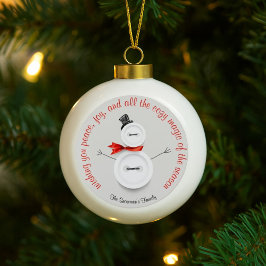 Custom Snowman Button Ball Ornament
