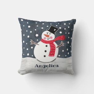 Custom Snowman Christmas Throw Cushion Pillow Kissen