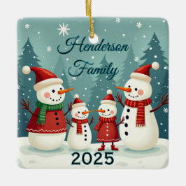 Custom Snowman Family Of Four Keramikornament