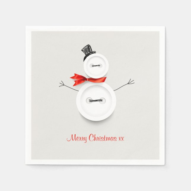 Custom Snowman Merry Christmas Paper Napkins Serviette (Vorderseite)