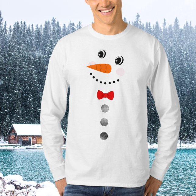 Custom Snowman Red Bowtie Black Buffalo Tasten T T-Shirt (Von Creator hochgeladen)