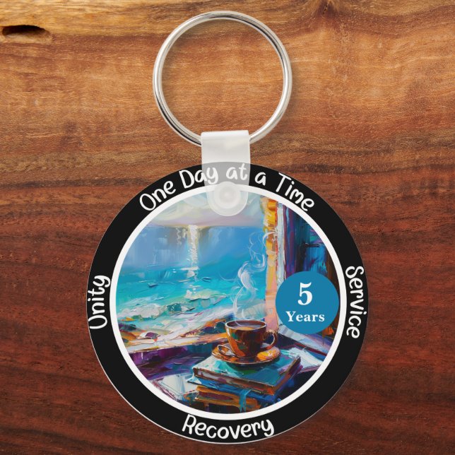 Custom Sobriety Meilenstein Geschenk - Ocean Vibes Schlüsselanhänger (Vorderseite)
