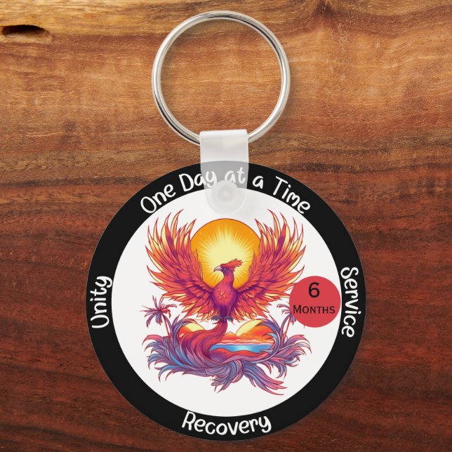 Custom Sobriety Meilenstein Geschenk - Phoenix Schlüsselanhänger (Vorderseite)