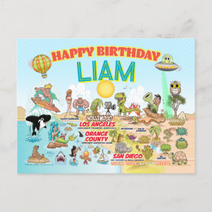 Custom SoCal Birthday Einladungspostkarte