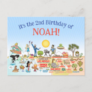 Custom SoCal Birthday Einladungspostkarte