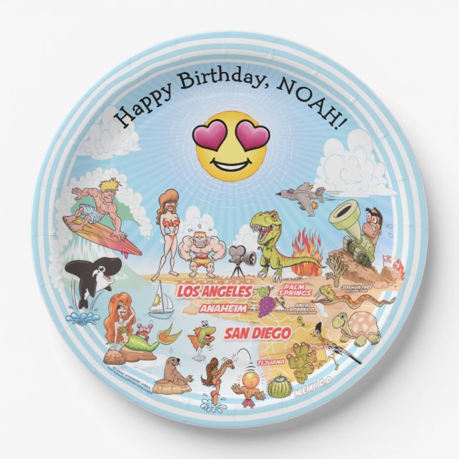 Custom SoCal Birthday Pappteller (Vorderseite)