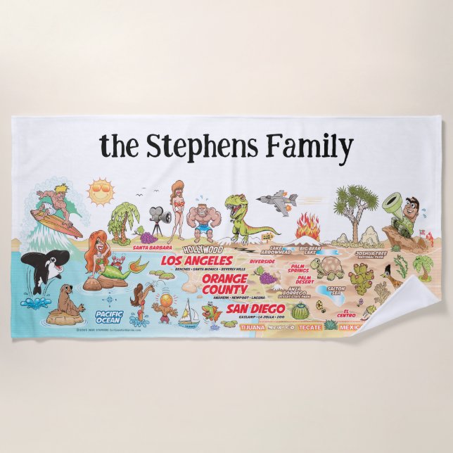 Custom SoCal Sunset Beach Blanket Strandtuch (Vorderseite)