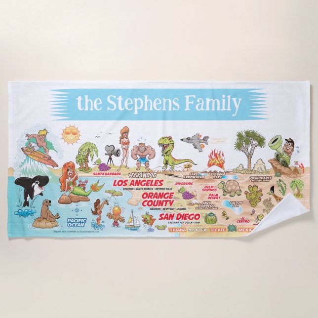 Custom SoCal Sunset Beach Blanket Strandtuch (Vorderseite)