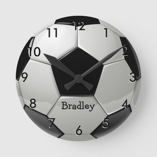 Custom Soccer Ball Sports Round Clock Runde Wanduhr (Vorderseite)