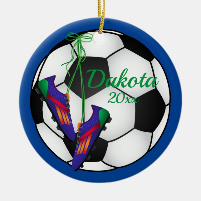 Custom Soccer Christmas Ornament Red - Blue Clemen (Vorne)