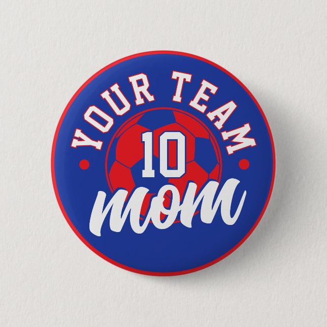 Custom Soccer Mom Button with Number (Vorderseite)