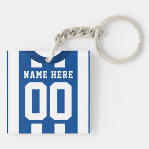 Custom Soccer Rugby Jersey Keyring, Blue Stripes Schlüsselanhänger
