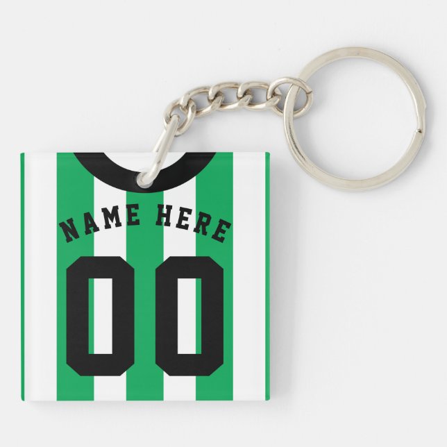 Custom Soccer Rugby Jersey Keyring, Grüne Streifen Schlüsselanhänger (Rückseite)