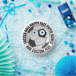 Custom Soccer Theme Party BLAUE EYES Happy Face 7" Pappteller