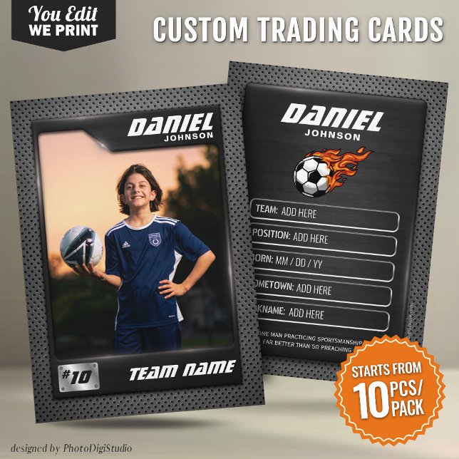 Custom Soccer Trading Card Graphite Sports Card Platzkarte (Custom Soccer Trading Card Black Graphite Sports Player Card - 10 pcs/pack)