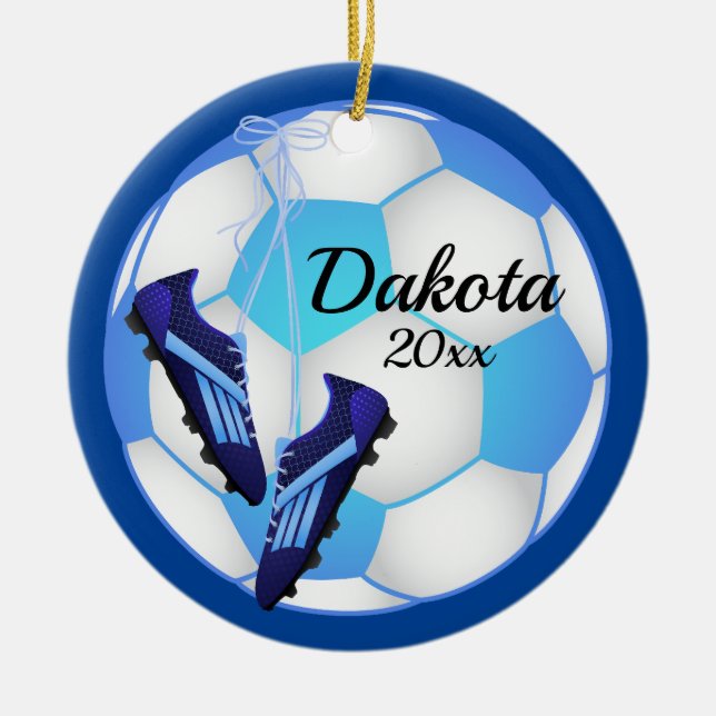 Custom Soccer Weihnachtsschmuck Light Blue Clement (Vorne)