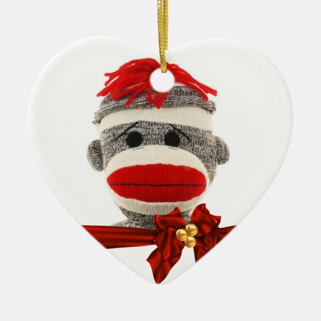 CUSTOM SOCK MONKEY CHRISTMAS ORNANATION KERAMIKORNAMENT (Vorne)