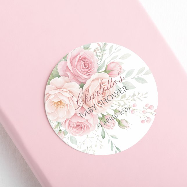 custom soft pink roses floral sticker template (Von Creator hochgeladen)