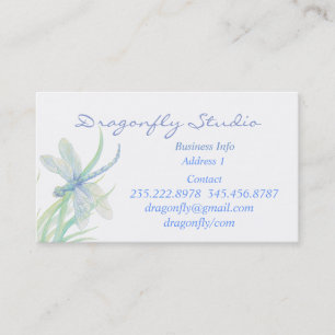 Custom Soft Watercolor Blue Green Dragonfly Busine Visitenkarte