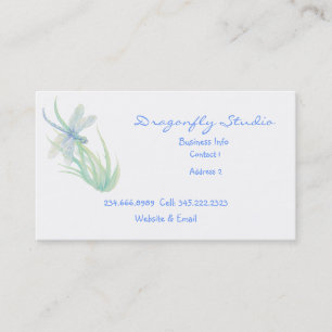Custom Soft Watercolor Blue Green Dragonfly Busine Visitenkarte