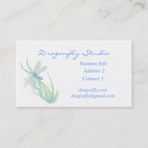Custom Soft Watercolor Blue Green Dragonfly Visitenkarte