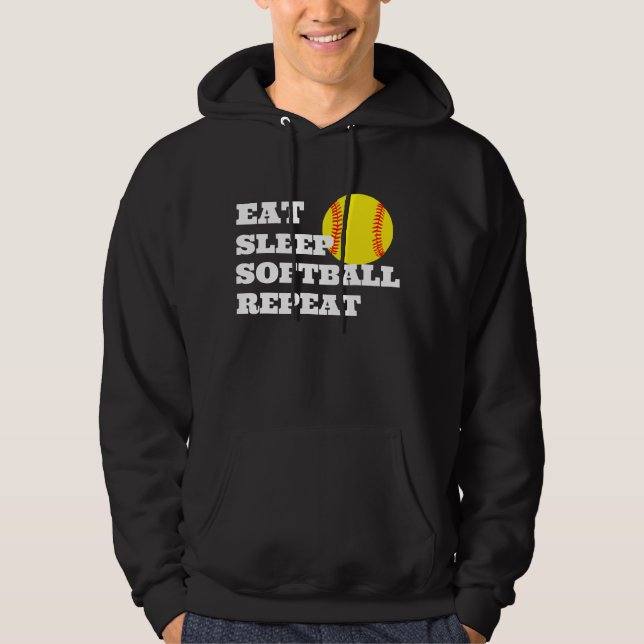 Custom Softball Hoodie - Funny Eat Sleep Wiederhol (Vorderseite)