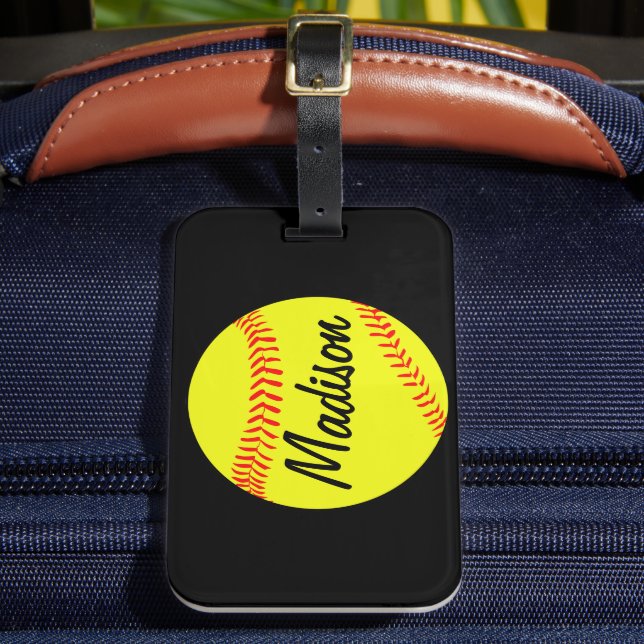 Custom Softball Luggage Tag Gepäckanhänger (Vorderseite Insitu 2)