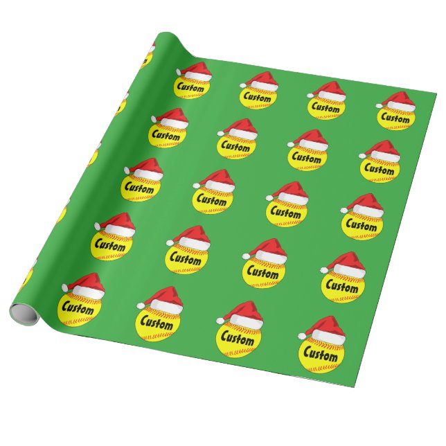 Custom Softball Weihnachtsmannmütze Weihnachtswrap Geschenkpapier (Ungerollt)