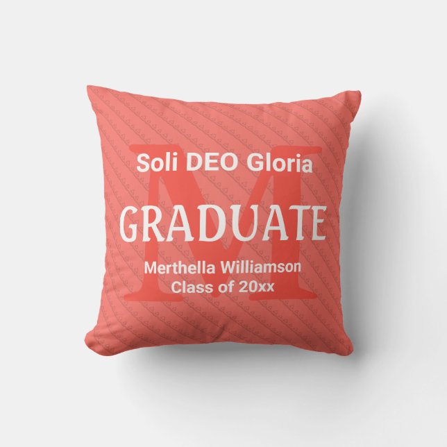 Custom SOLI DEO GLORIA Graduate Monogram Kissen (Vorderseite)