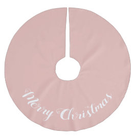 Custom Solid Millennial Pink Frohe Weihnachten Polyester Weihnachtsbaumdecke