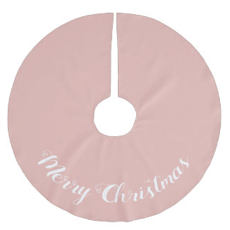 Custom Solid Millennial Pink Frohe Weihnachten Polyester Weihnachtsbaumdecke