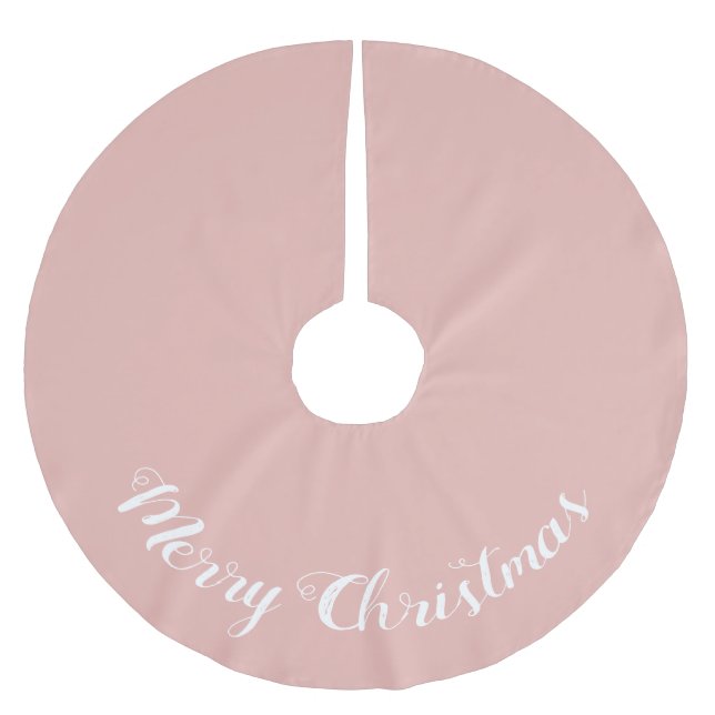 Custom Solid Millennial Pink Frohe Weihnachten Polyester Weihnachtsbaumdecke (Vorderseite)