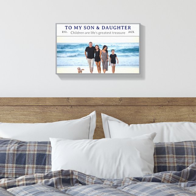 Custom Son & Daughter's Day Family Photo Canvas Leinwanddruck (Insitu (Schlafzimmer))