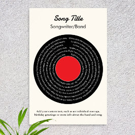 Custom Song Texte Retro Vinyl Record Poster