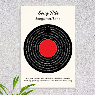 Custom Song Texte Retro Vinyl Record Poster