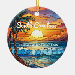 Custom South Carolina Trip Imitate Festes Glas Keramik Ornament